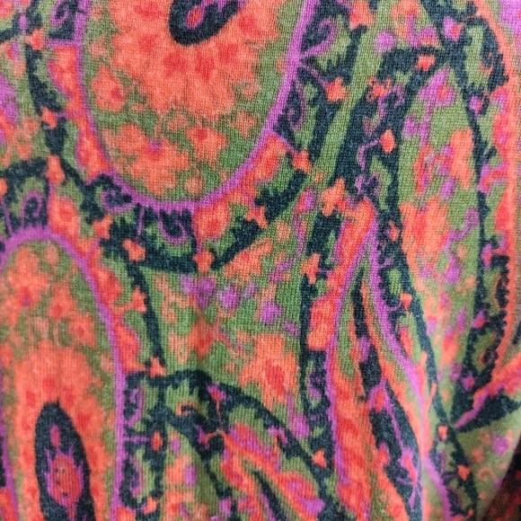 Talbots | Paisley Print Cardigan Sweater V-Neck Button Front - Womens Size Large - Picture 11 of 11